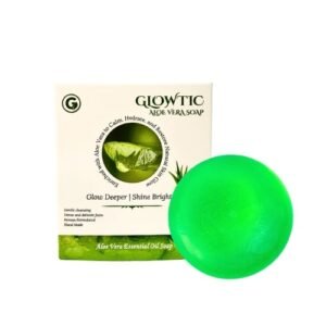Glowtic Aloe Vera Soap bar with aloe vera extract for soothing, moisturizing, and skin brightening.